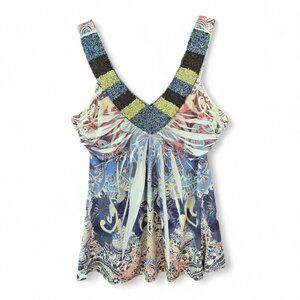 Live & Let Live Womens Medium Beaded Flowy Tank Top